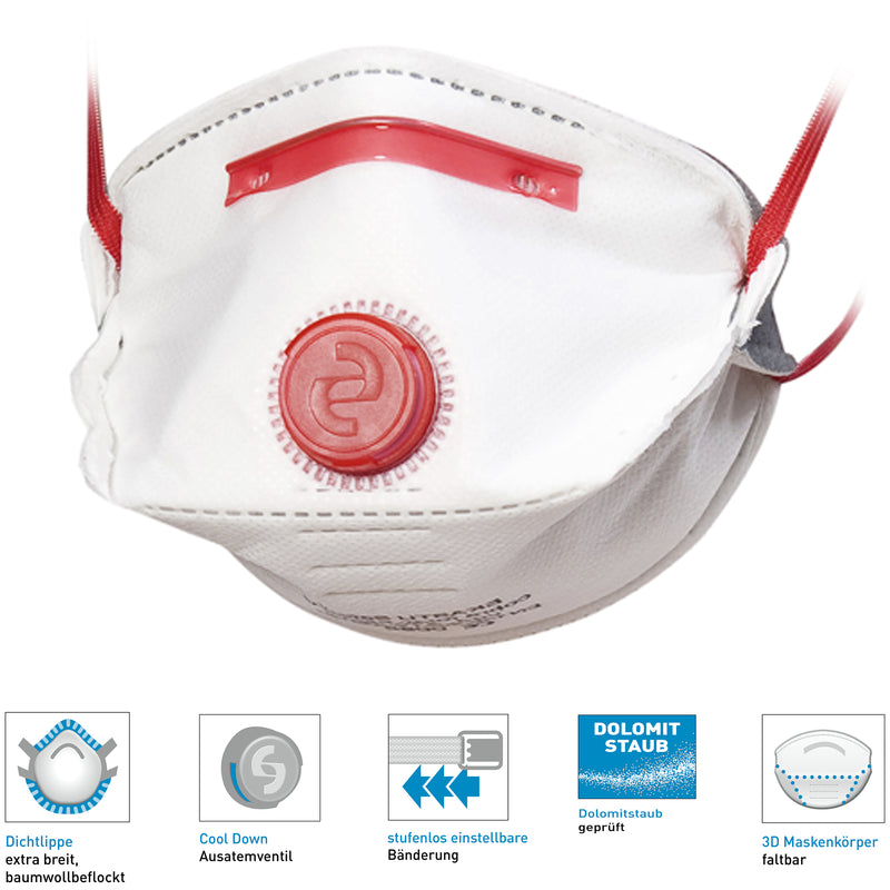 FFP3/V D Atemschutzmaske Cobra Foldy | Cool Down+ Ventil | faltbar | Ekastu Safety