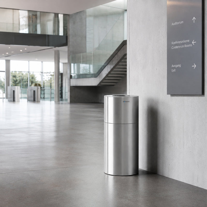 Abfalleimer Aluminium Rund | 50 Liter | bodenstehend | Ø 380 mm | GENWEC