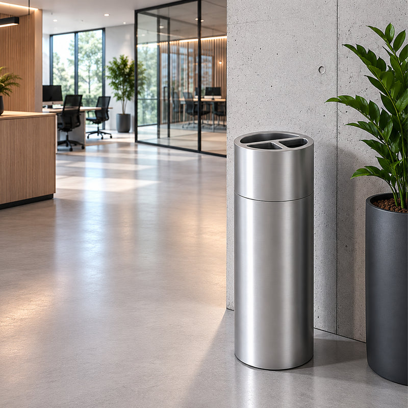 3-Fach Recyclingbehälter Aluminium | 120 Liter | bodenstehend | Ø 508 mm | GENWEC