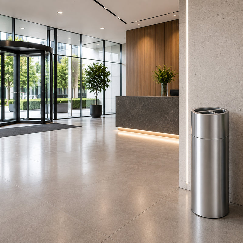 3-Fach Recyclingbehälter Aluminium | 120 Liter | bodenstehend | Ø 508 mm | GENWEC