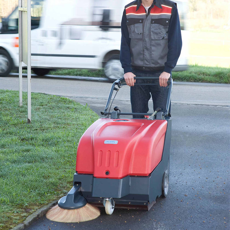 Akku-Kehrmaschine KS650 IBC | 750 W | 35 l | 71 cm | 3525 m²/h | 5,0 km/h | Cleanfix