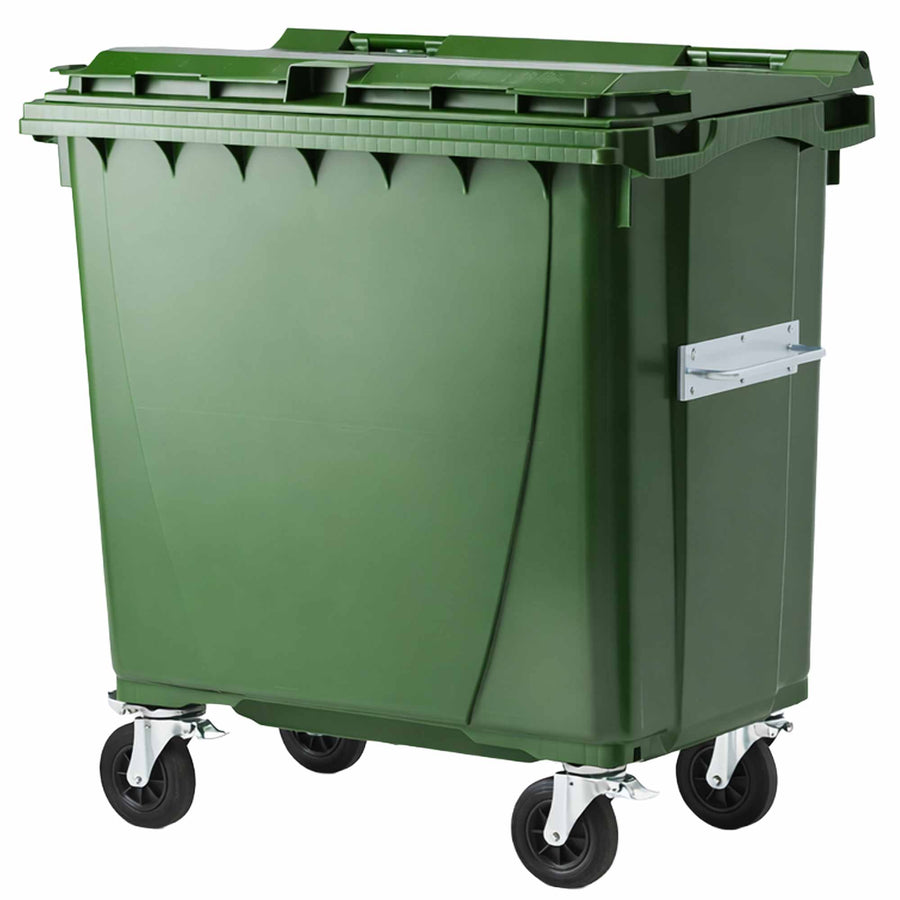 Kunststoffcontainer 660 Liter | bis 264 kg | UV-beständig | Vollgummireifen | mit 2 Bremsen | VERWO