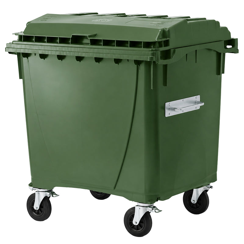 Kunststoffcontainer 1100 Liter | bis 440 kg | UV-beständig | Vollgummireifen | mit 2 Bremsen | VERWO