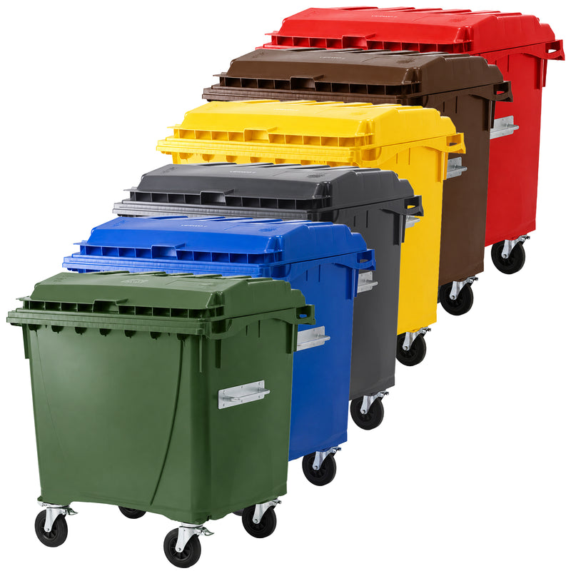 Kunststoffcontainer 1100 Liter | bis 440 kg | UV-beständig | Vollgummireifen | mit 2 Bremsen | VERWO