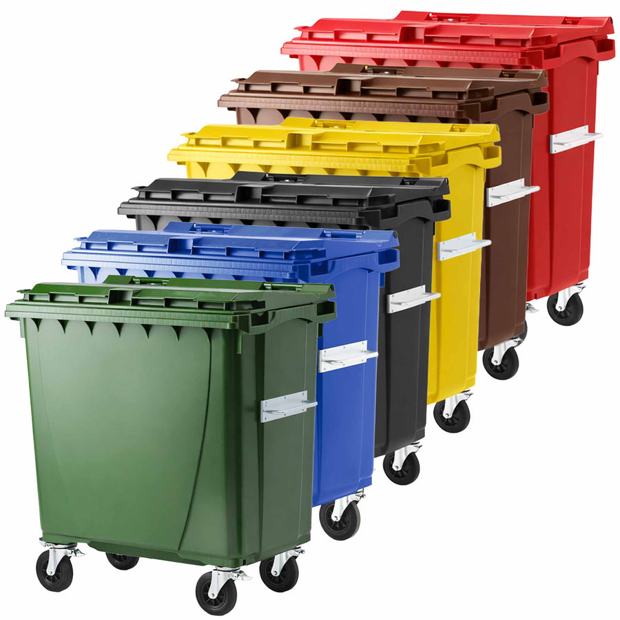 Kunststoffcontainer 660 Liter | bis 264 kg | UV-beständig | Vollgummireifen | mit 2 Bremsen | VERWO