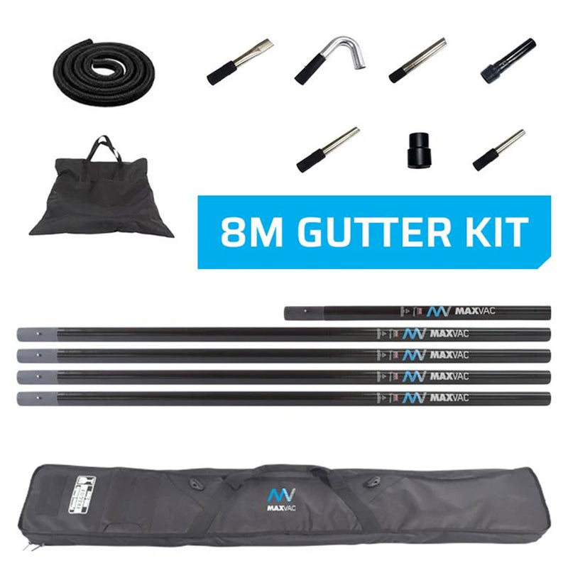 8 m Dachrinnen-Reinigungs-Set | 3K-Kohlefaser-Saugrohre | für grosse Höhen | Maxvac EasyReach