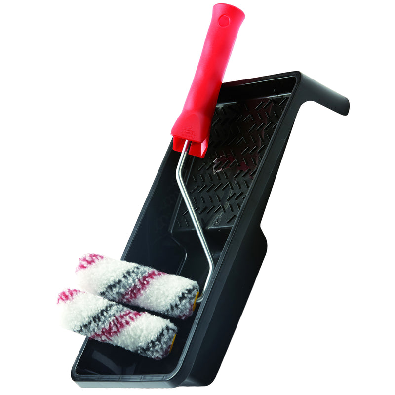 Set Heizkörperwalze 10 cm | Polyester | 27 cm Bügel & Farbwanne | Kern 17 mm | Flor 12 mm | Schuller Eh`klar Silverline HK-R-SET