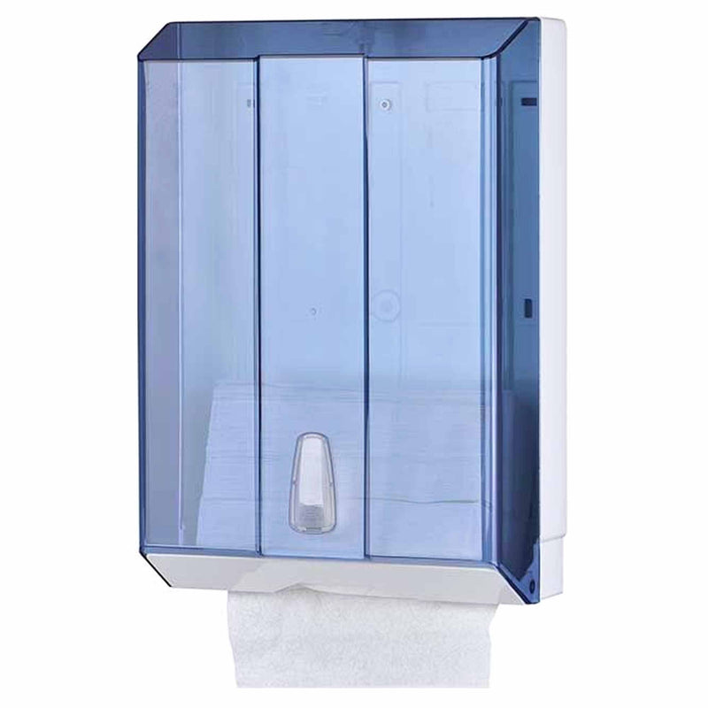 Papierhandtuchspender | ABS Kunststoff Weiss & Blau | 400 Blatt | abschliessbar