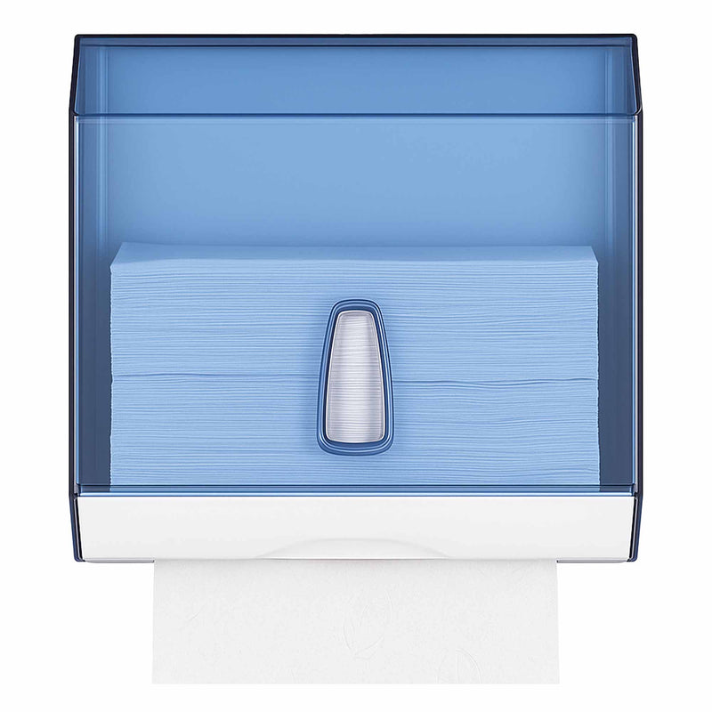 Papierhandtuchspender | ABS Kunststoff Weiss & Blau | 250 Blatt | abschliessbar