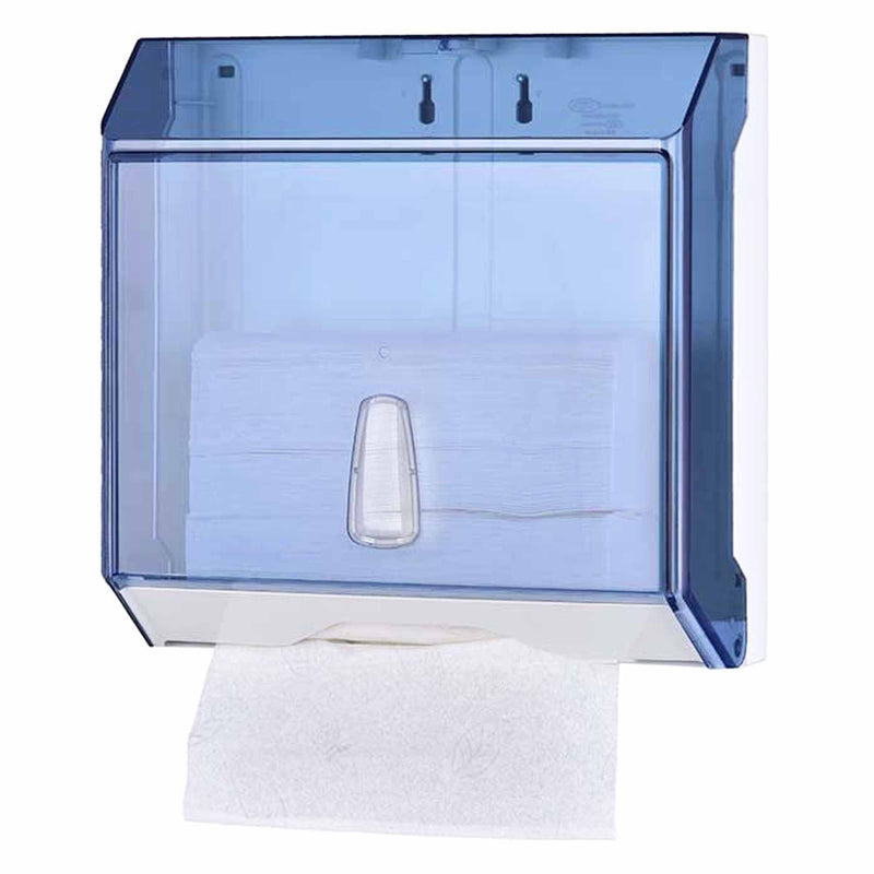 Papierhandtuchspender | ABS Kunststoff Weiss & Blau | 250 Blatt | abschliessbar