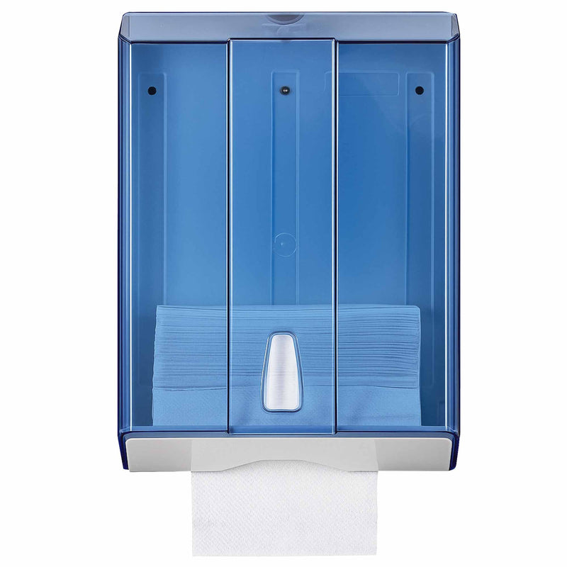 Papierhandtuchspender | ABS Kunststoff Weiss & Blau | 400 Blatt | abschliessbar