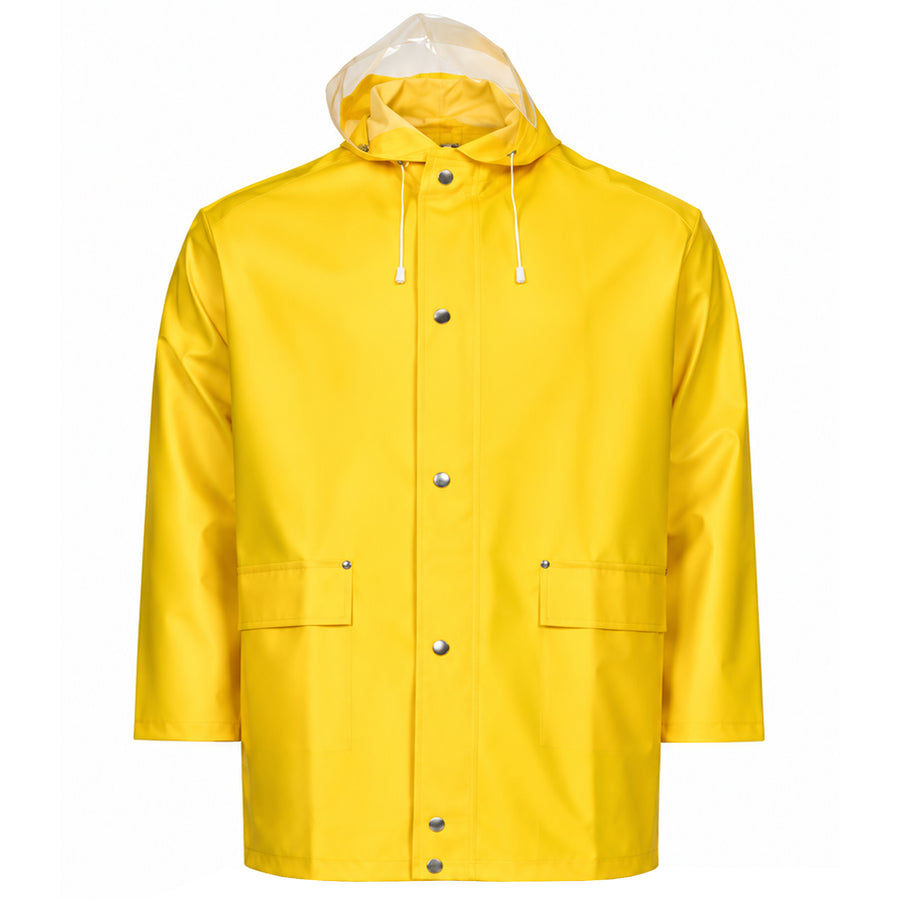 Regenjacke PVC/Polyester | Kapuze, Jackentaschen | wind- & wasserdicht | Druckknöpfe | EN 343 Klasse 3/1