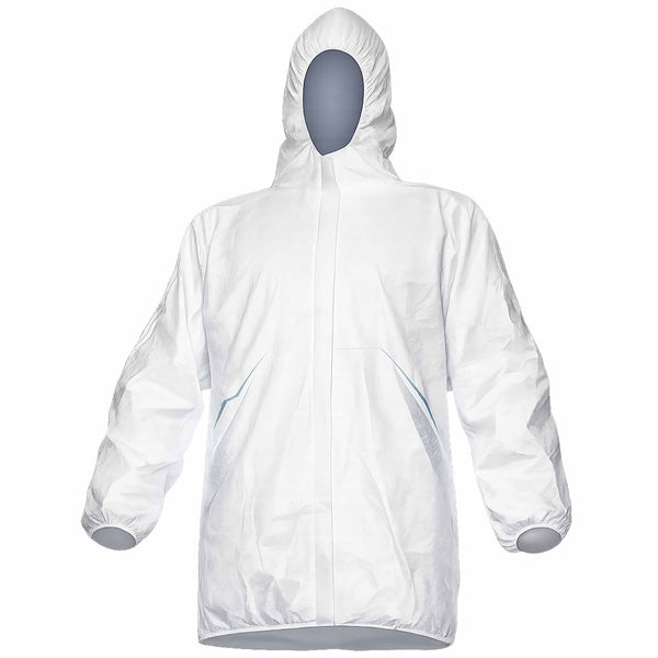 Schutzjacke Tyvek® 500 PP33 | mit Kapuze & Reissverschluss | antibaktieriell | Chemikalienschutz Typ 6-B | Kat III | antistatisch