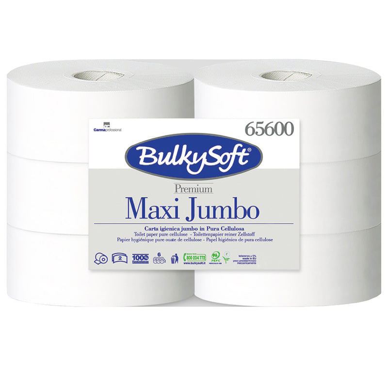 Toilettenpapier Jumborollen | 320 m | 2-lagig | schnell auflösend | 100% Zellstoff | BulkySoft® Premium