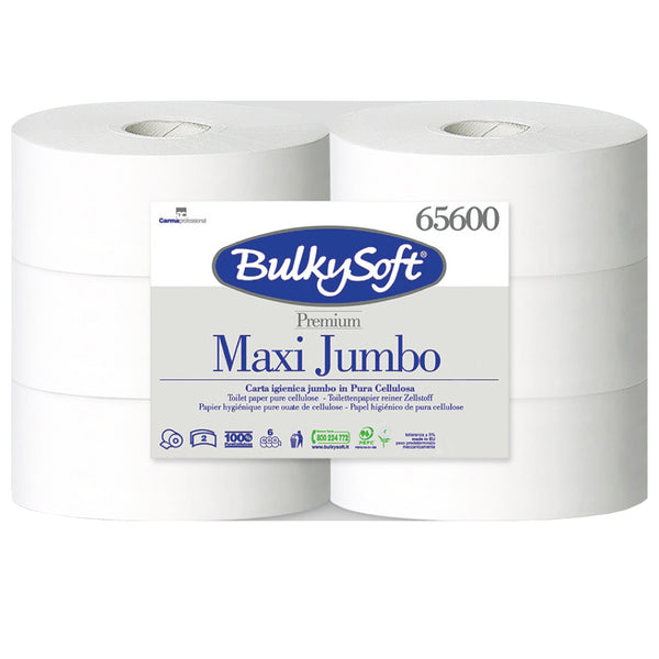 Toilettenpapier Jumborollen | 320 m | 2-lagig | schnell auflösend | 100% Zellstoff | BulkySoft® Premium