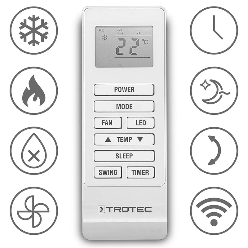 Wand-Klimaanlage | mit Wifi & Heizfunktion | 16 - 30 °C  | 3-stufig | 85 m³ | Trotec PAC-W 2650 SH