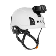 KASK Stirnlampe mit Überkopfband, seitliche Ansicht, Montagebeispiel