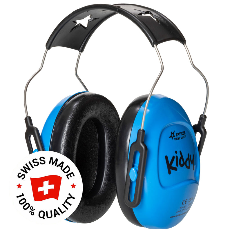 Kinder-Gehörschutz KIDDY | SNR 25 | verstellbarer Kapseln | Sternenmuster | Swiss Made | ARTILUX