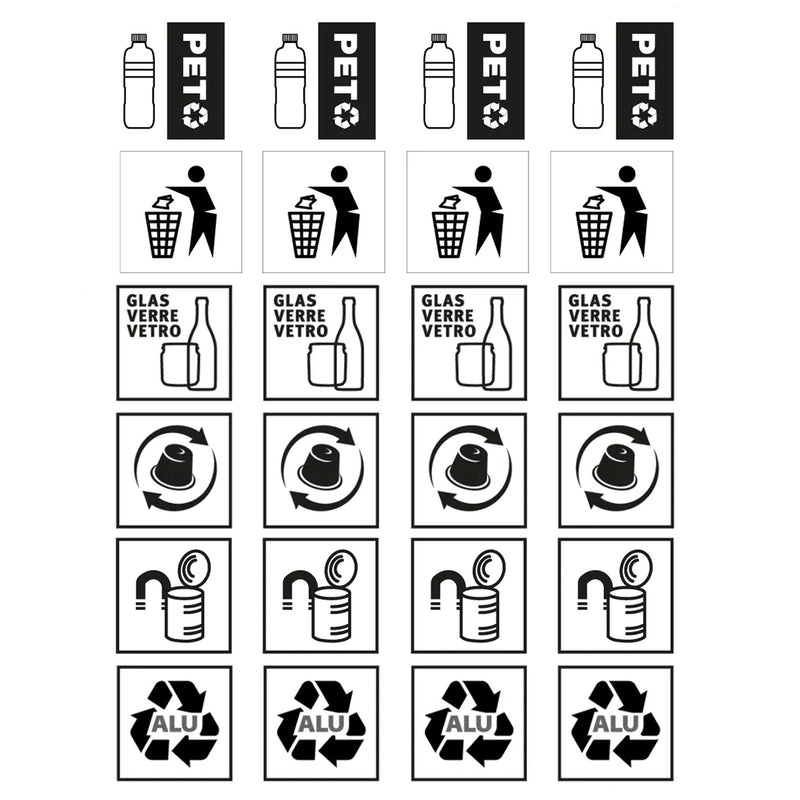 Recycling-Stickerbogen | 4,5 x 4,5 cm | Hochglanz-UV-Lack | Outdoor-Haftfolie