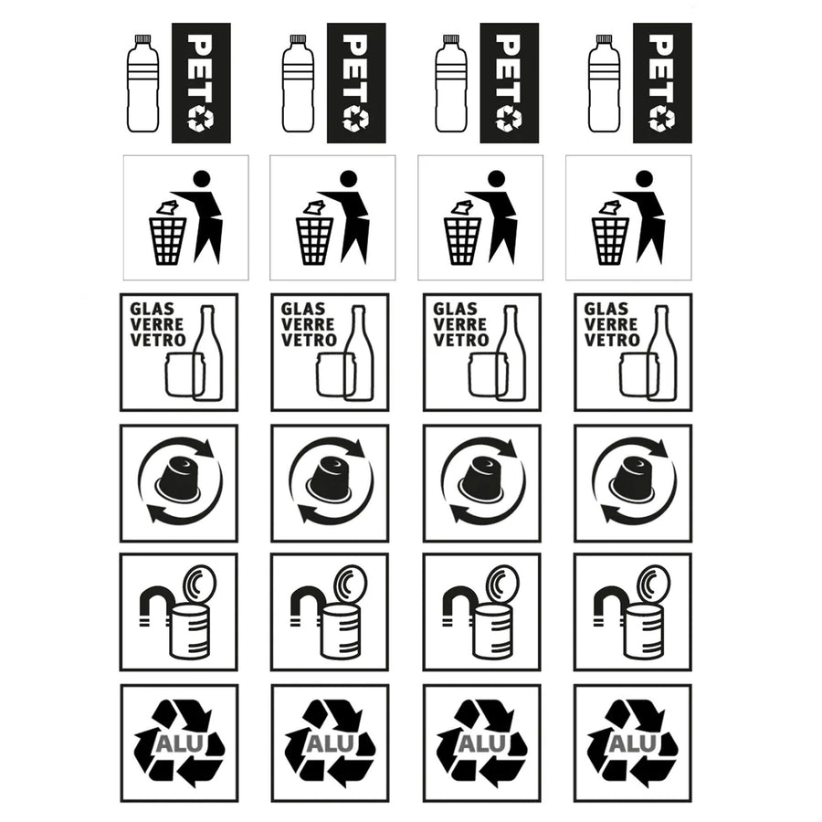 Recycling-Stickerbogen | 4,5 x 4,5 cm | Hochglanz-UV-Lack | Outdoor-Haftfolie