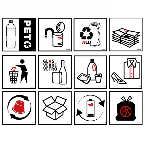 Recycling-Aufkleber | 10,5 x 10,5 cm | Hochglanz-UV-Lack | Outdoor-Haftfolie