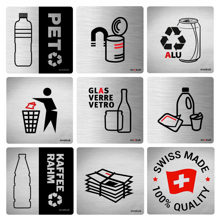 Recycling-Aufkleber | Edelstahl | 7 x 7 cm | selbstklebend | UV- und witterungsbeständig