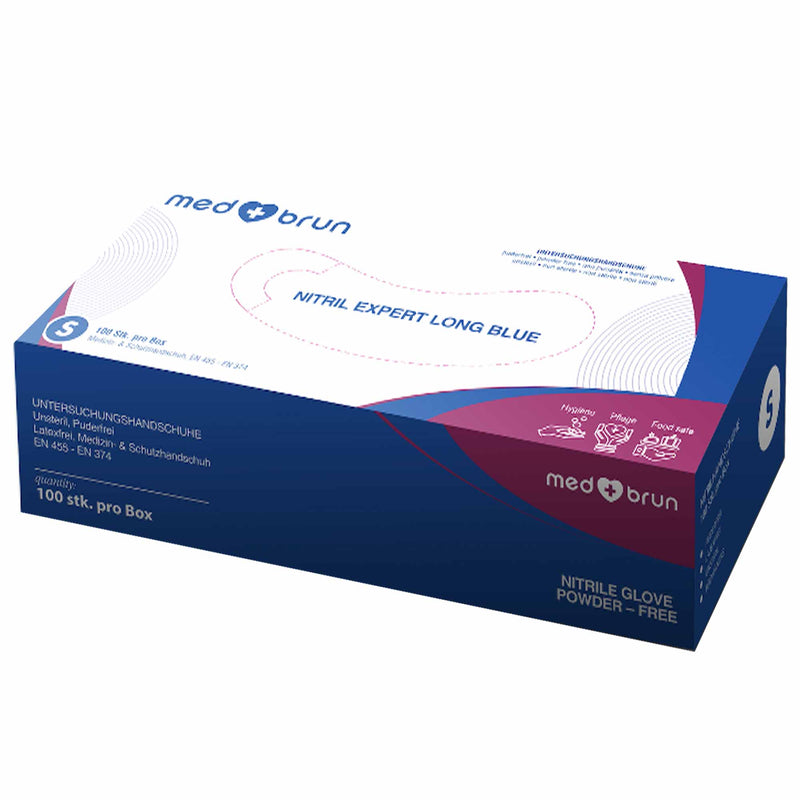 Nitril Einweghandschuhe | extra lang | Blau | Medbrun Expert