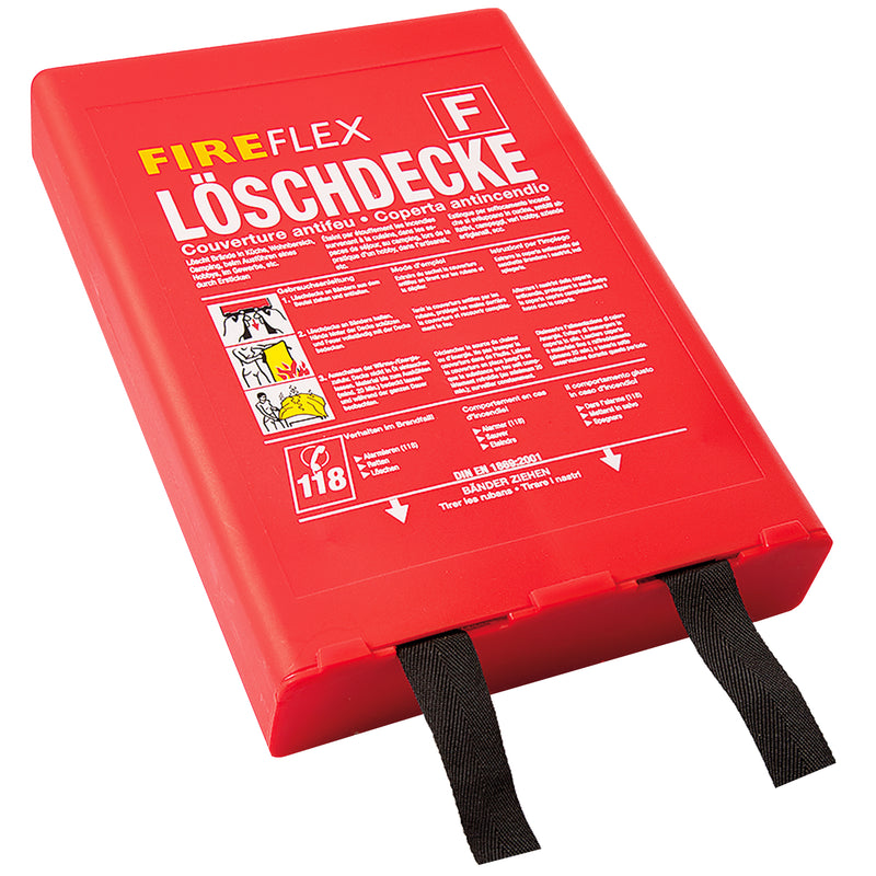 Profi-Löschdecke Glasfaser | 180 x 120 cm | DE, FR, IT | 440 gr/m2 | im Polybeutel mit Aufhängung