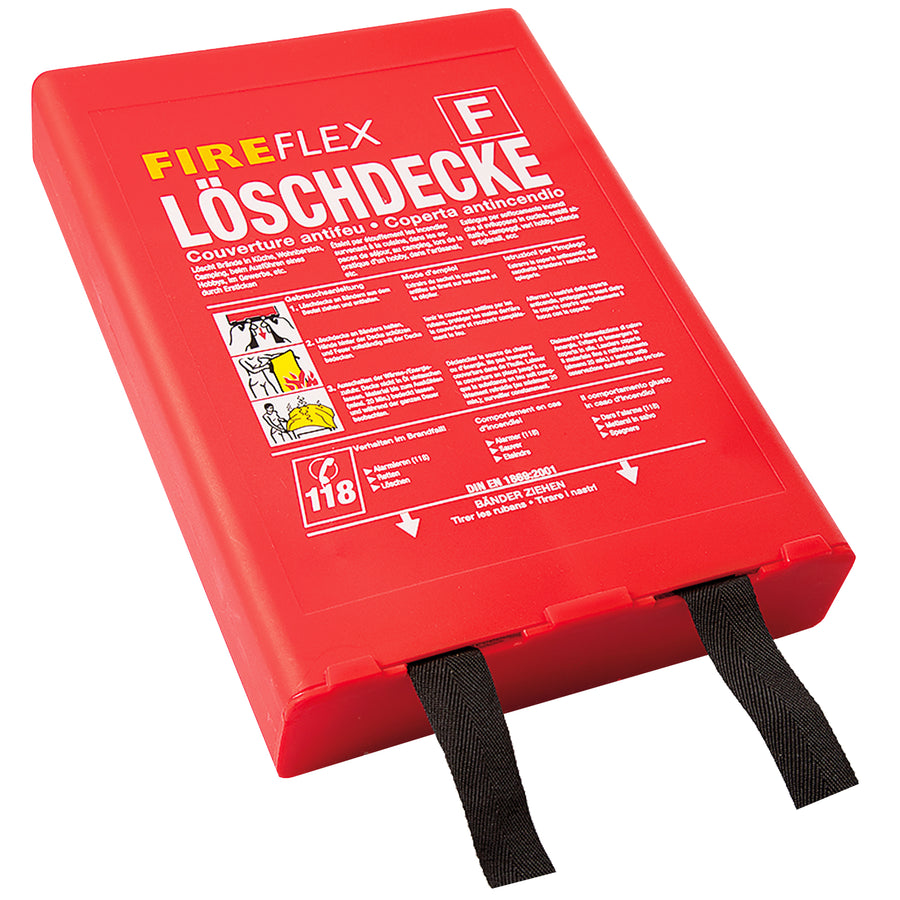 Profi-Löschdecke Glasfaser | 180 x 120 cm | DE, FR, IT | 440 gr/m2 | im Polybeutel mit Aufhängung