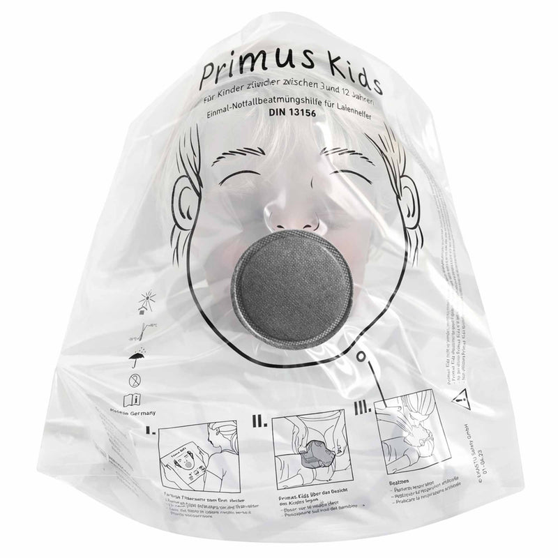Notfallbeatmungshilfe Primus Kids | FFP3 Einweg-Beatmungshilfe für Kinder | DIN 13154 | Ekastu Safety