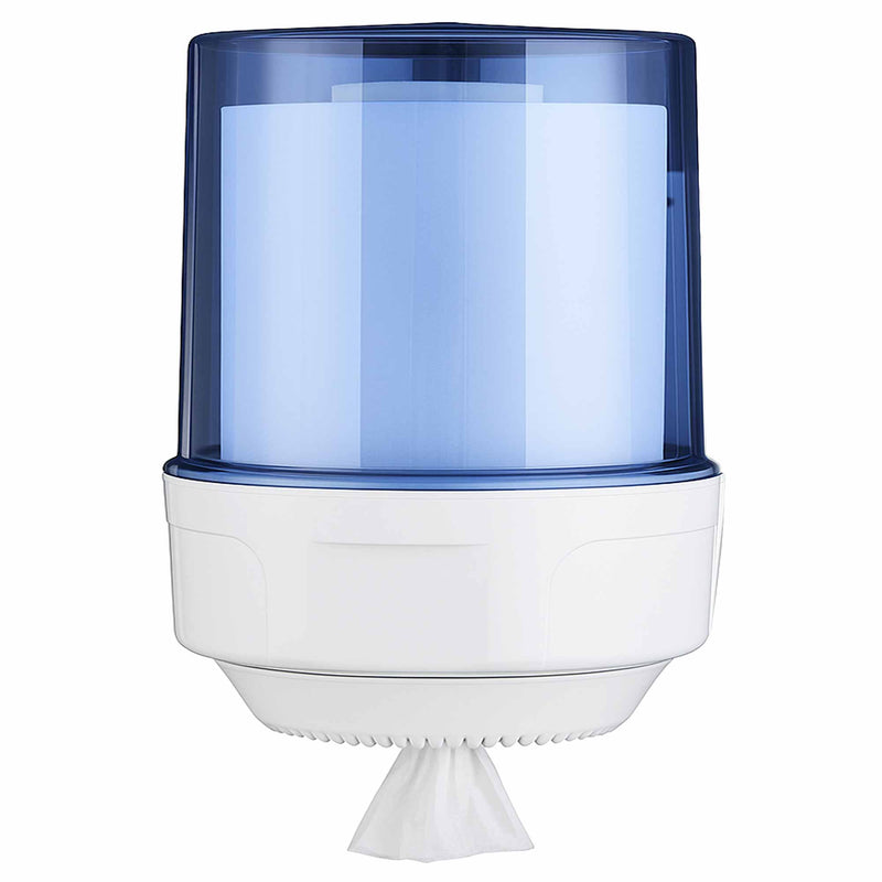 Maxi-Rollenspender | ABS Kunststoff Weiss & Blau | mit Zackenabriss | abschliessbar