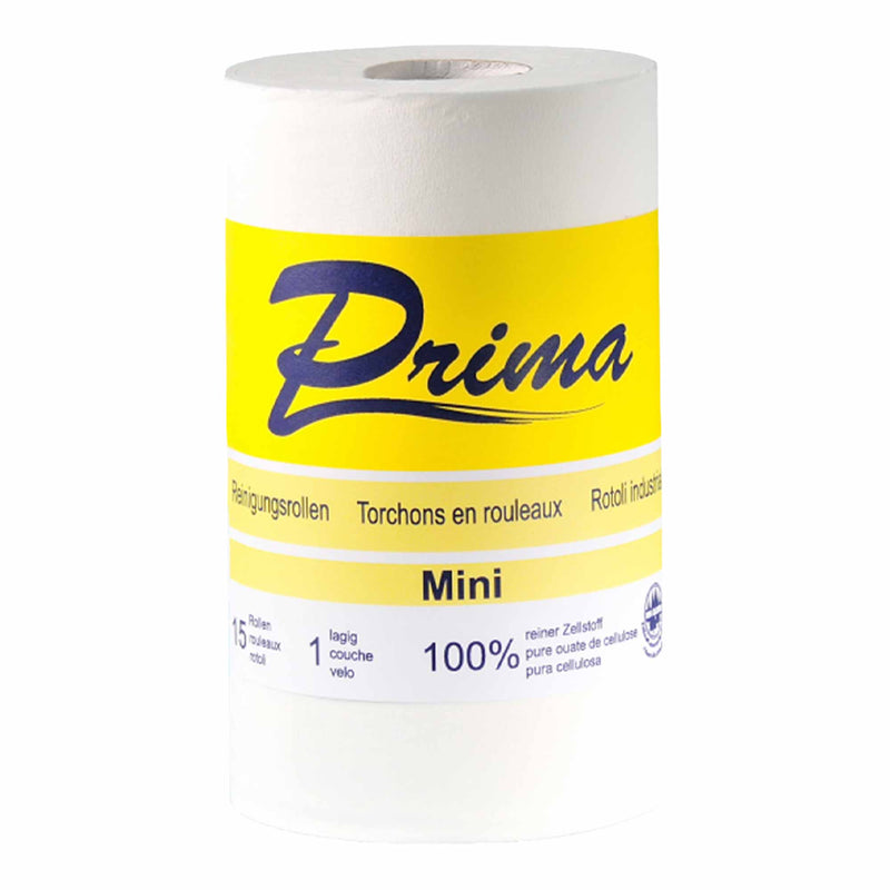 Mini-Reinigungsrollen Prima-Soft | 2-lagig | 57 m x 20 cm | 100% Zellstoff | Spiralhülse 50 mm