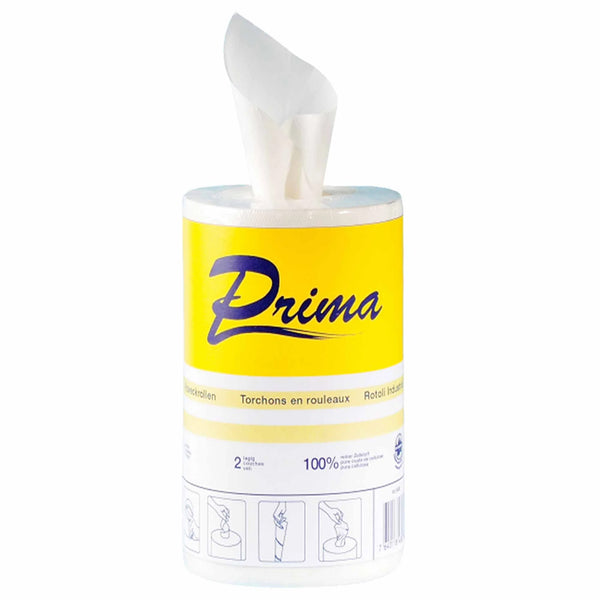 Putztuchrolle Mini Soft | 2-lagig | 57 m x 20 cm | ø 13 cm | 100% Zellstoff | Weiss | Prima Soft