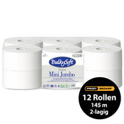 Toilettenpapier Mini Jumborollen | 145 m | 2-lagig | schnell auflösend | 100% Zellstoff | BulkySoft® Premium