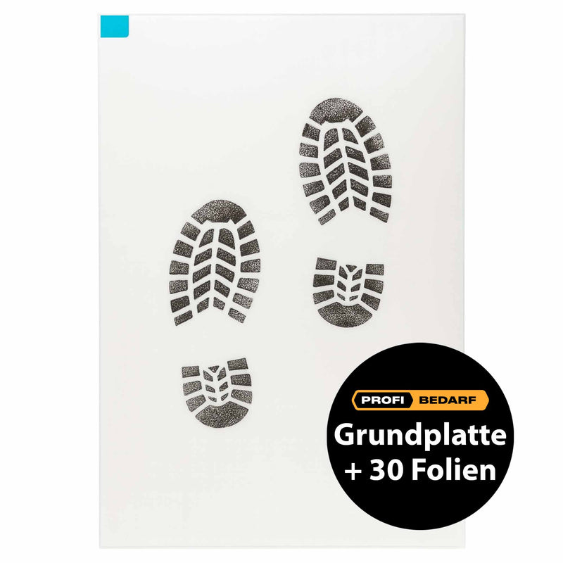Schmutz-Klebematte für Schuhe | 30 Abziehfolien | 45 μm | transparent | inkl. Grundplatte