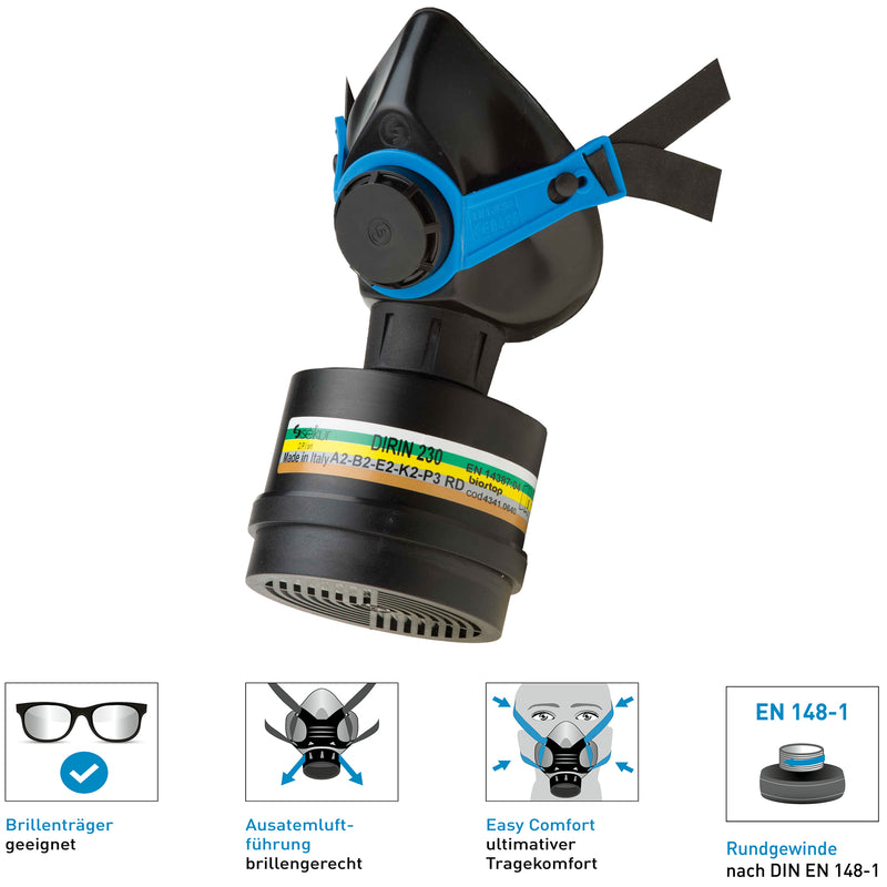 Halbmaske Polimask 330 | Rundgewinde | DIN EN 140 | Ekastu Safety