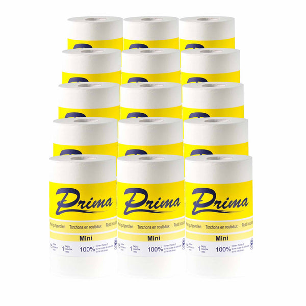 Mini-Reinigungsrollen Prima-Soft | 2-lagig | 57 m x 20 cm | 100% Zellstoff | Spiralhülse 50 mm