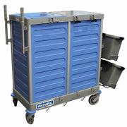 System-Reinigungswagen H | 2 x 20 L | 120 L Abfalleinheit | abschliessbar | Mopp-Stütze | Doppel-Stielhalter | Cleanfix