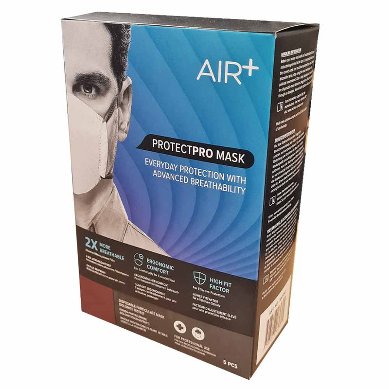 FFP3 Profi-Atemschutzmaske | 2 x atmungsaktiver | Mikrofaltenstruktur | Nasenpolster | ergonomisch | AIR+ ProtectPro