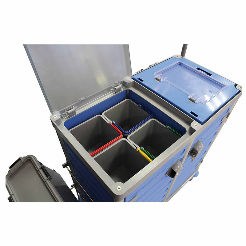 System-Reinigungswagen H | 2 x 20 L | 120 L Abfalleinheit | abschliessbar | Mopp-Stütze | Doppel-Stielhalter | Cleanfix