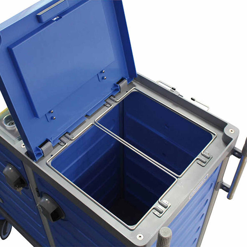 System-Reinigungswagen H | 2 x 20 L | 120 L Abfalleinheit | abschliessbar | Mopp-Stütze | Doppel-Stielhalter | Cleanfix