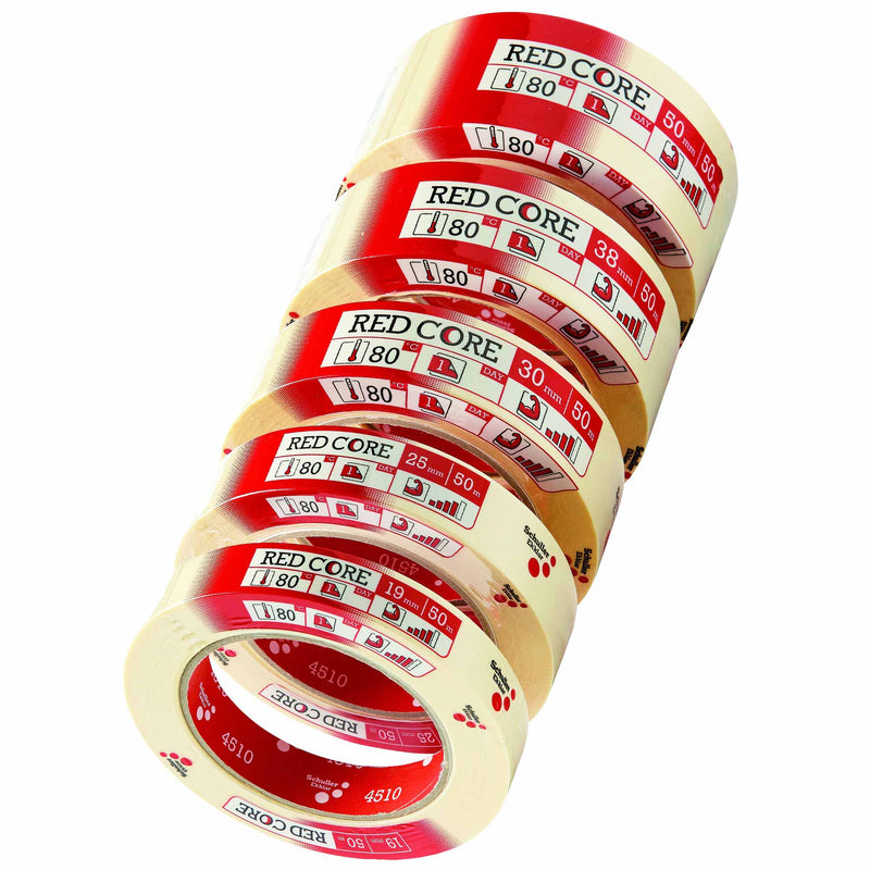 Krepp-Abdeckband Folienshrink | 125 µm | 50 m | bis +90 °C | imprägniert | Schuller Eh`klar Red Core