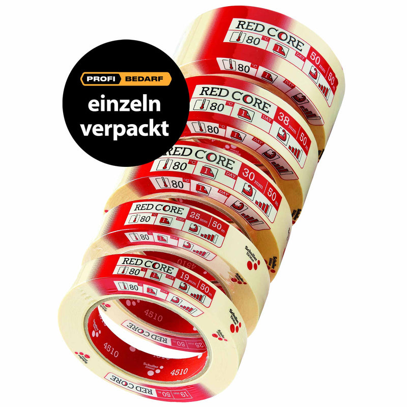 Krepp-Abdeckband Folienshrink | 125 µm | 50 m | bis +90 °C | imprägniert | Schuller Eh`klar Red Core