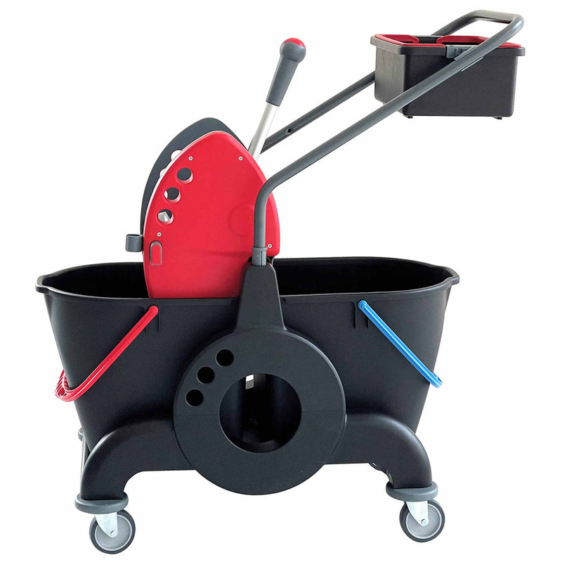 Moppwagen | Recycling-Kunststoff | Mopp-Presse | 2 x 25 L | Zweieimerwagen | Cleanfix ReUse