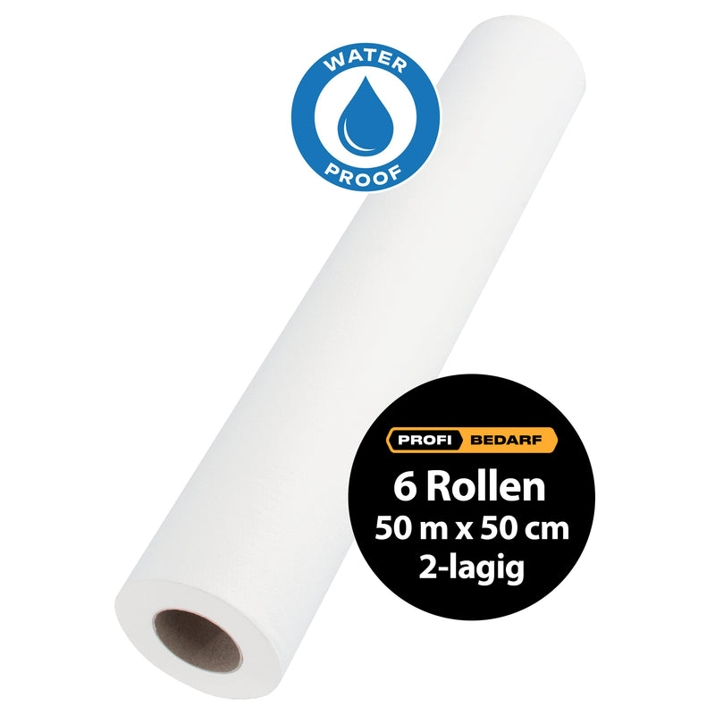 Ärzterollen | 50 m x 50 cm | wasserdicht | 2-lagig | perforiert | PE Folie + Zellstoff