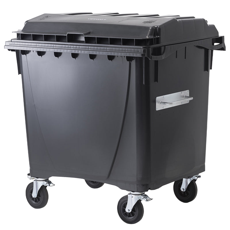 Kunststoffcontainer 1100 Liter | bis 440 kg | UV-beständig | Vollgummireifen | mit 2 Bremsen | VERWO