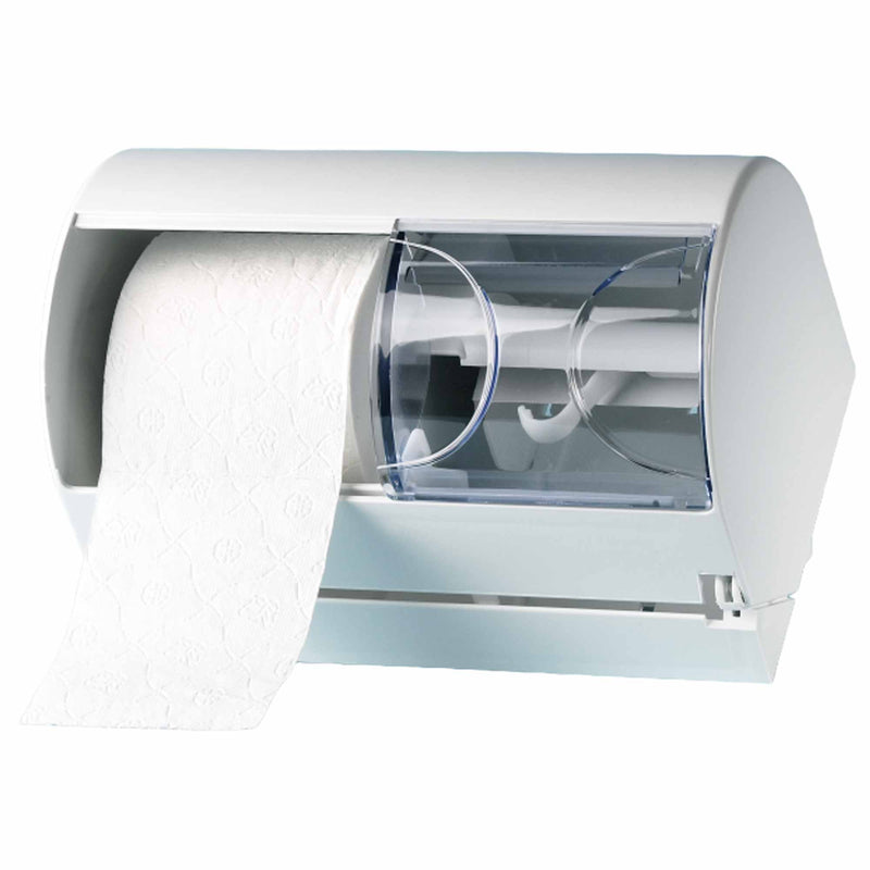 Toilettenpapierspender für 2 Rollen | ABS Kunststoff Weiss | abschliessbar