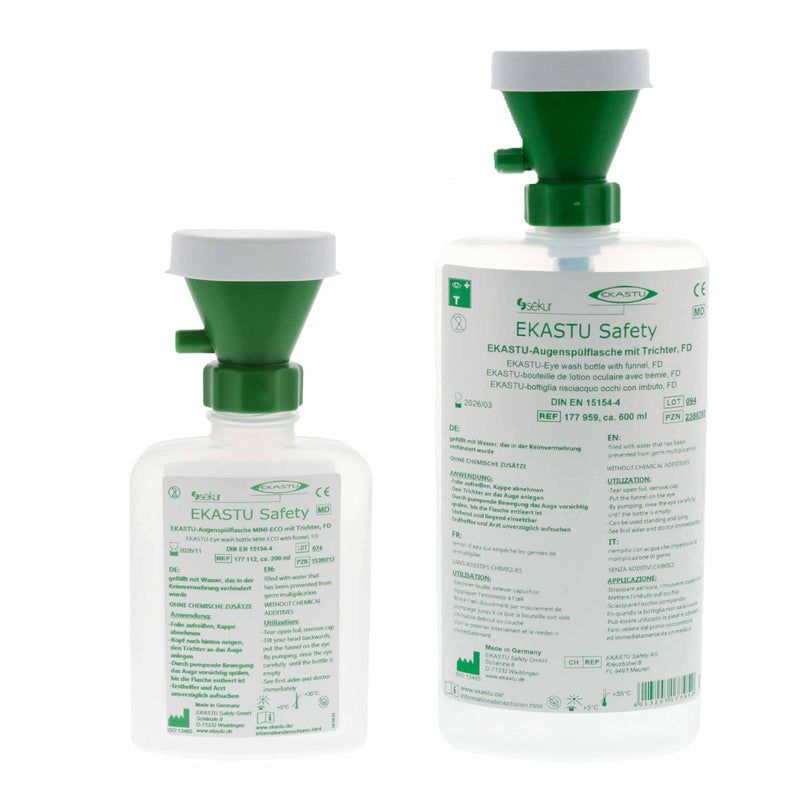 Augenspülstation | 200 ml & 600 ml | anatomisch geformt | Medizinprodukt DIN EN 15154-4 | Ekastu Safety