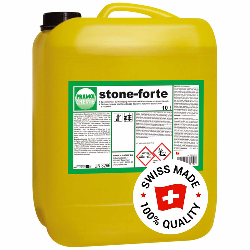 Terrassenreiniger STONE-FORTE | für Natur- und Kunststein | Gartenplatten, Terrassen, Balkone, Treppen, Mauern, Wände | Pramol