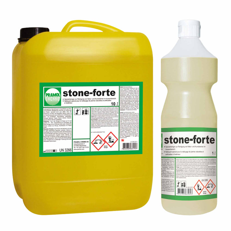 Terrassenreiniger STONE-FORTE | für Natur- und Kunststein | Gartenplatten, Terrassen, Balkone, Treppen, Mauern, Wände | Pramol